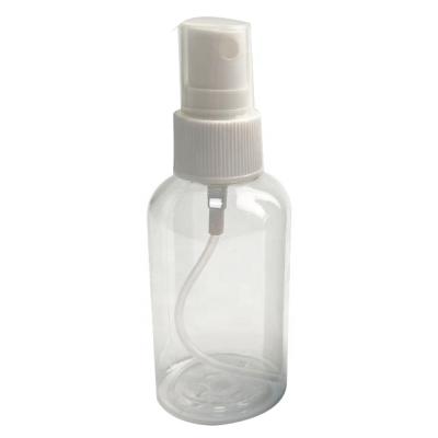 China Household Products 2 oz , 60ml Clear Boston Shape PET Plastic Bottle With Mist Spray Pump Cap for sale