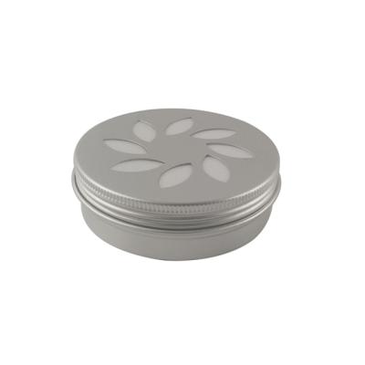 China Tin Box 120g Tin Jar Jar Eco-friendly Screw Lid Aluminum Box With Flower Shape Die Cut Top For Air Freshener for sale