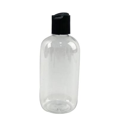 China 260ml PET Cosmetic Plastic Bottle With Black Disc Lotion Cap For Liquid Shower Gel And Shampoo Bottle for sale