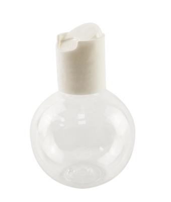 China 2oz 60ml Cosmetic Clear Cosmetic Bottle Ball Shape Plastic PET Type With Disc Cap For Liquid Soap for sale