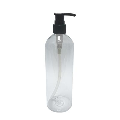 China Wholesale Household Products Factory Price 16 Ounce 460ml Bullet Bottle Cosmo Rounds Plastic Container With Black Lotion Pump For Hand Soap Packaging for sale