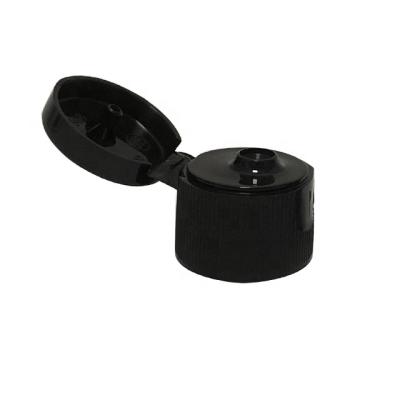 China Refillable Flip 20 410 Black Ribbed Top Covers Plastic Screw Cap Cap For Liquid Soap And Shower Gel Bottle Use for sale