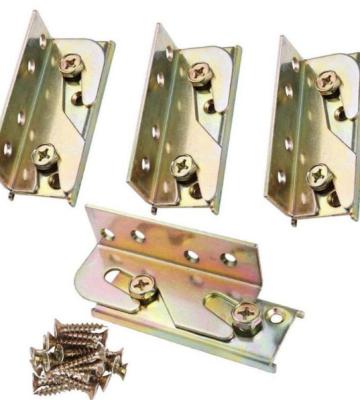 China Modern Business 91mm Length Bed Rail Hook Knuckle Bracket Single Fitting Connector Bronze Tone 4pcs for sale