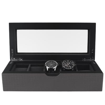 China Wholesale Wooden Black Watch Packaging Box Watch Box PU Leather Luxury High Quality Brown Watch Box 4 Slots In Stock for sale