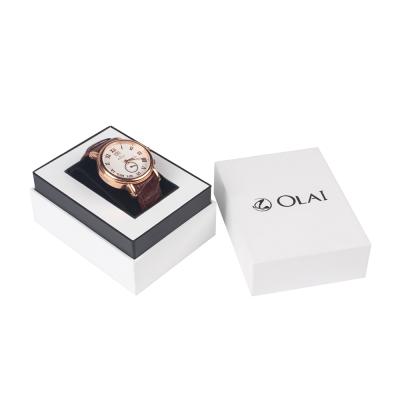 China Luxury MDF craft and gift base cover white paper watch box packaging, watch box carton for sale