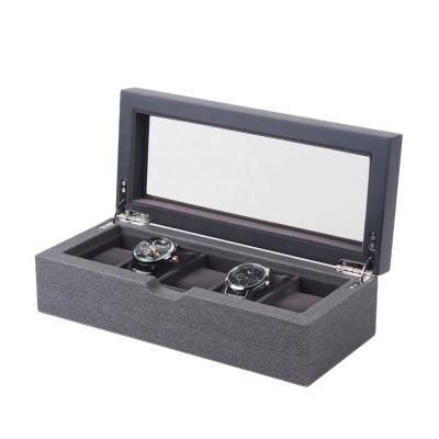 China MDF Stock PU Leather MDF Lacquer 5 Slots Watch Packing Case , Watch Box Luxury for sale