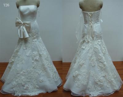 Κίνα Lace μέχρι το κλείσιμο A - Applique Strapless Organza γραμμή Lace νυφικό περιγράμματα προς πώληση