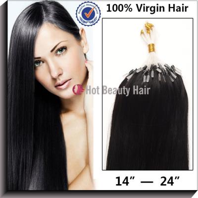 China OEM Black Micro Ring Indian Remy Hair Extensions ，16 Inch Stock For Women for sale