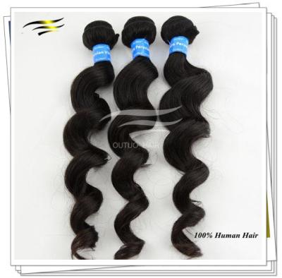 China Natural Indian Remy Hair Extensions AAAA Black Loose Wave 28'' for sale