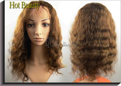 China Curly Glueless Front Lace Wigs Human Hair Brown 12