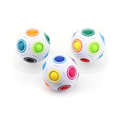 China Toy 2020 New 12 Hole Rainbow Soccer Ball Spherical Magic Cube Worry Stress Relief Promotional Colorful Intelligence for sale