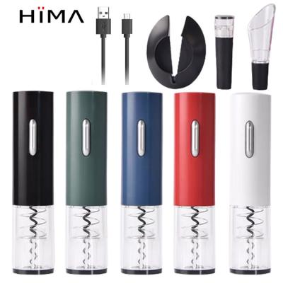 China Viable Rechargeable Electric Wine Bottle Opener Set Opener Cork Screw Electric Wine Corkscrew Opener With Foil Cutter for sale