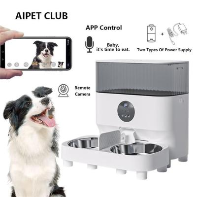 China Double Bowl Dog Cat Pet Feeder Voice Recorder Camera Timer WIFI Automatic Dog Pet Driver Smart Automatic Pet Driver With Camera for sale