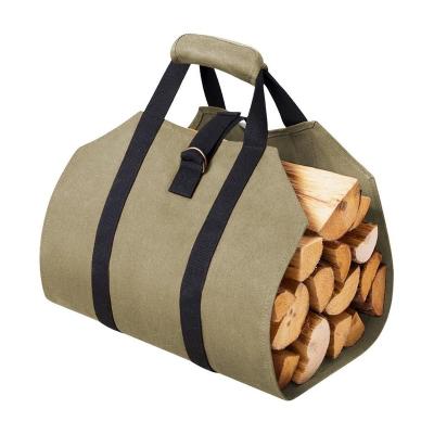 China Large Capacity Multifunctional Handled Canvas Portable Bag Firewood Tool Bag Branch With Handle Firewood Bag for sale