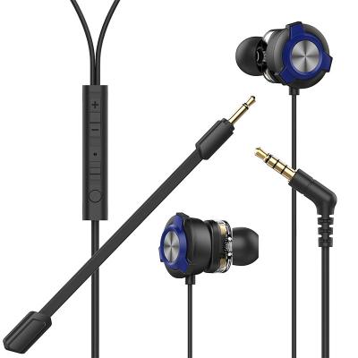 China Custom OEM Logo In-Ear Dual Driver 3.5mm Wired Gaming Headset Earphone With Microphone For Mobile Phone Xbox,PS4 for sale