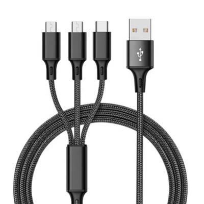 China Braided Data Tansmission 3in1 USB Cable Fast Charging Multi Function Mobile Phone Charger USB c 1.2M Tipo for sale