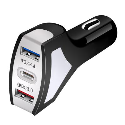 China Mobile Phone Accessories 3 Ports 2USB+1USB C 33W PD Car Charger Adapter Suitable For Phone for sale