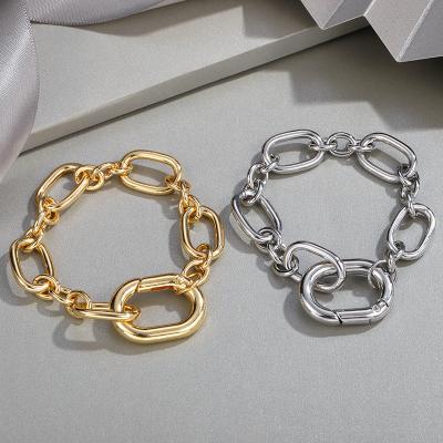 China Hot Exaggerated Bracelet Chunky Gold Plated Link Chain Bracelet Wholesale European Statistical Institute Mountain Buckle Bracelet For Women for sale