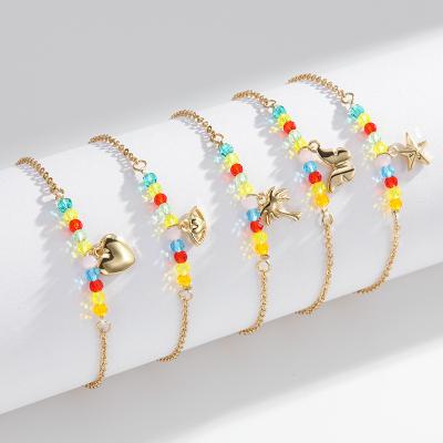 China Charm Beaded Beach Boho Fashion Wholesale Crystal Beads Layered Heart Star Colorful Summer Butterfly Butterfly Charms Bracelet For Women for sale