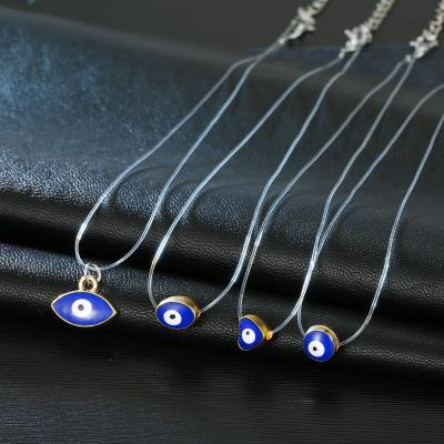 China Newcomer INS pendant transparent resin evil eye earrings fish wire stealth necklace heart round shape resin evil eye choker blue pendant necklace for sale