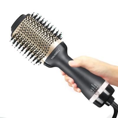 China Multifunctional 2 in 1 One Step Hot Airbrush Hair Comb Electric Hot Fan with Interchangeable Main Brush 2pcs Hair Dryer Straightener for sale