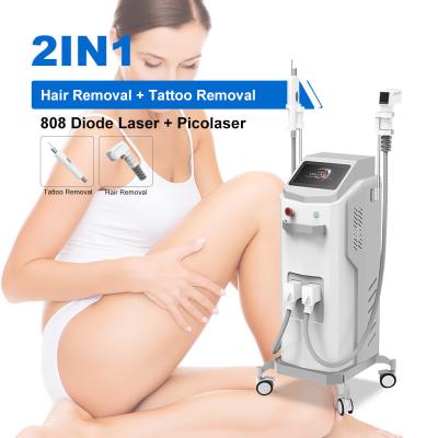 China 2in1 808nm Diode Laser Hair Removal And Picosecond Pico Second Laser Tattoo Remover Machine for sale