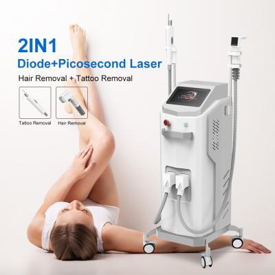 China 2In1 808 Diode Laser Hair Removal And Pico Nd Yag Laser Picosecond Picolaser Tattoo Remover Machine for sale