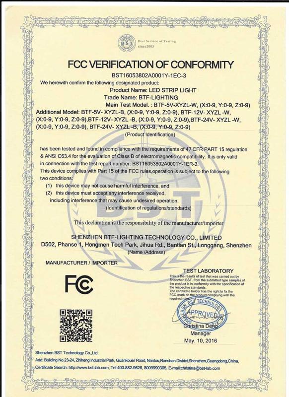 FCC - Shenzhen Btf-Lighting Technology Co., Limited