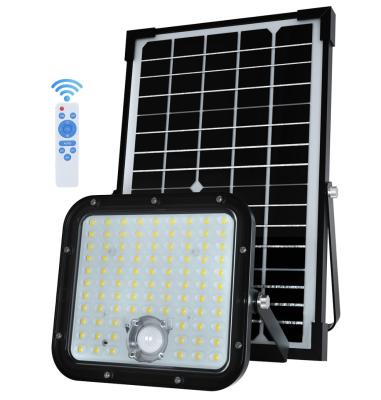 China 300W Luz solar de inundação Controle PIR e controle remoto IP65 ABS PC Metal Iluminação solar exterior à venda