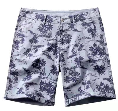 China Custom Anti-Wrinkle Printing Shorts Mens Casual Cotton Twill Side Pockets Zipper Fly for sale