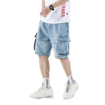 China 2022 Summer Mens Cargo Shorts Loose Oversized Straight Leg Anti-Wrinkle Denim Shorts Mens Summer Elastic Shorts for sale