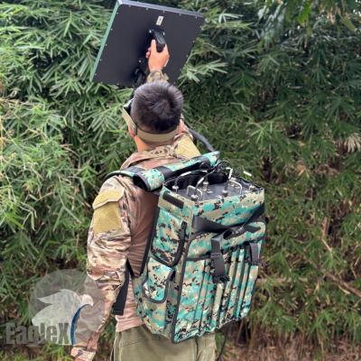 China Camouflage Backpack Drone Jammer 6 Band 2.4G 5.8G 433M 900M 1.2G 1.5G 2.5KM Range for sale