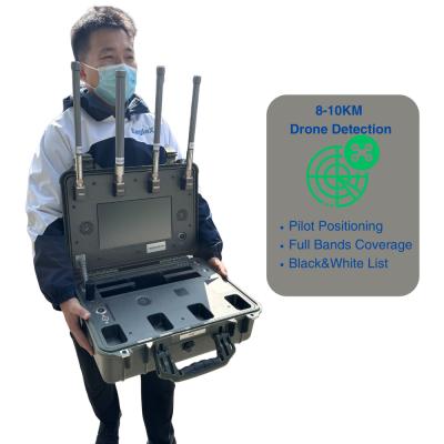 China 8KM 10KM FPV Drone Detection Range Detector de drones UAV portátil para conciertos, policía, tropas, automóviles en venta