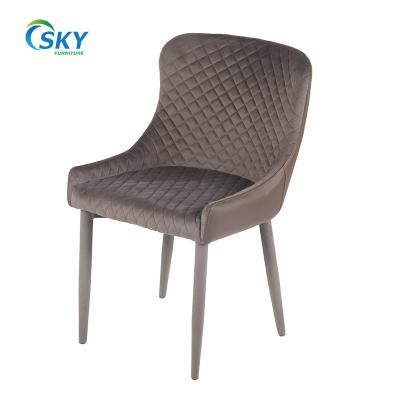 China New Design Adjustable Upholstery SKY Leather Velvet Chairs (Height)Livining Room Luxury Beige Dining Chairs for sale