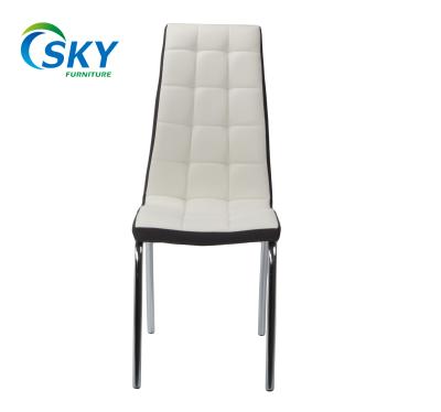 China SKY modern design PU+black modern white PU side dining chair with chrome leg for sale