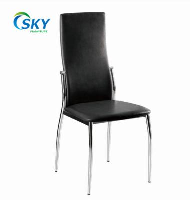 China (Height) Adjustable Leather Back Sky High Dining Chairs With Designed Chrome Leg for sale