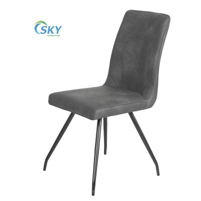 China Modern Design Luxury High Back SKY PU Gray Leather Dining Chair For Dining Room for sale