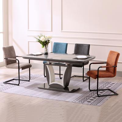 China SKY Wholesale Price Extendable Italian Style Gray White Luxury Extend MDF Designed Multifunctional Dining Table for sale