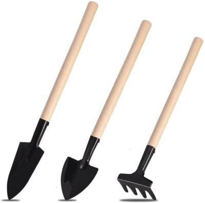 China High Quality 3 Pieces Garden Set Stainless Steel Wooden Handle Mini Garden Tools Set With for sale