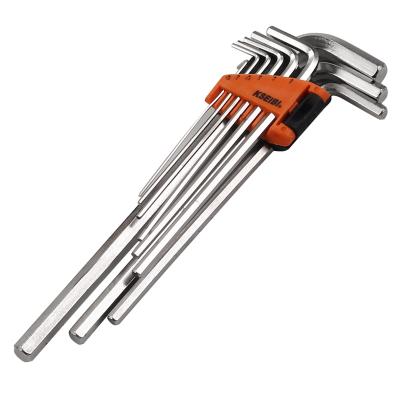 China Best Selling Multifuntional KSEIBI Vanadium Hex Key Chrome Key Set 9 Pieces for sale