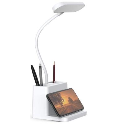 China Modern Rechargeable LED Eye-Care Desk Lamp with Pen Holder Flexible Gooseneck Bedside Table Lamp for Kids Reading Office Dorm for sale