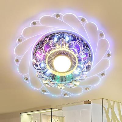 China Surface Mounted Modern Colorful LED Crystal Ceiling Light Circular Mini Ceiling Lamp Luminarias Rotunda Light For Living Room Aisle Corridor for sale