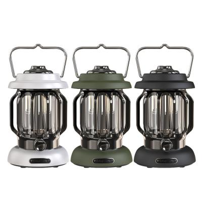 China Outdoor Adjustable Brightness Lantern Portable Camping Tent Lamp Vintage LED Rechargeable Outdoor Camping Light for sale