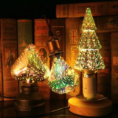 China 3D Holiday Decoration LED Bulb E27 6W Vintage Edison Light Bulb Star Fireworks Lamp Holiday Night Light Christmas Tree Shape for sale