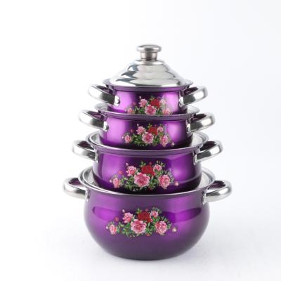 China High quality viable purple Yuantai OEM/ODM 410 stainless steel soup pot stock pot cookware set for sale