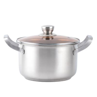 China Sustainable OEM / ODM 201 stainless steel with steel handles and lid cookware glass soup pot for sale