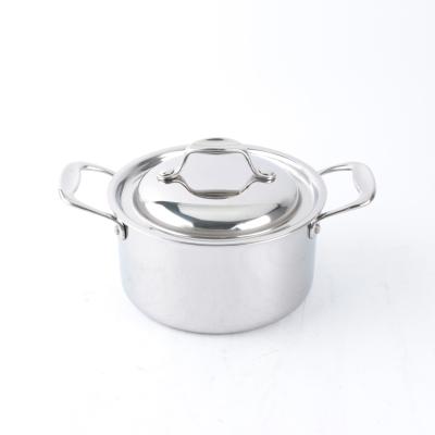 China OEM / ODM 304 Stainless Steel Sustainable With Lid And Handles Kitchen Cooking Pot Metal Soup Mini Milk Pot for sale