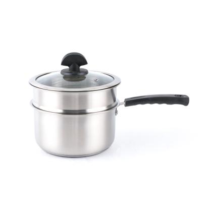 China OEM / ODM 304 stainless steel sustainable with glass lid and handle metal cookware soup pot double boilers for sale