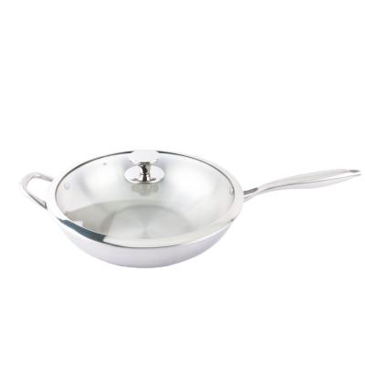 China Yuantai Viable Good Selling OEM/ODM 304 Stainless Steel With Lid And Handle Pot Frying Pan Glass Wok for sale