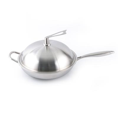 China Sustainably Hot Selling Yuantai OEM/ODM 304 Stainless Steel With Metal Cover Compound Steel Wok for sale